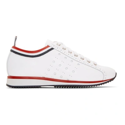 Shop Thom Browne White Rugby Running Shoes Sneakers In 100 White