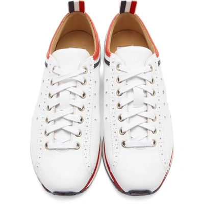 Shop Thom Browne White Rugby Running Shoes Sneakers In 100 White