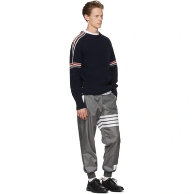Shop Thom Browne Navy Classic Crewneck Stripes Pullover In 415 Navy