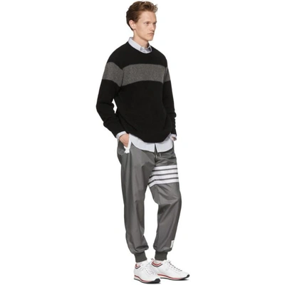 Shop Thom Browne Grey Ripstop Lightweight Four Bar Lounge Pants In 035 Md Grey