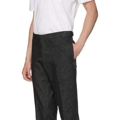 Shop Thom Browne Black Denim Unconstructed Low-rise Skinny Trousers In 001 Black