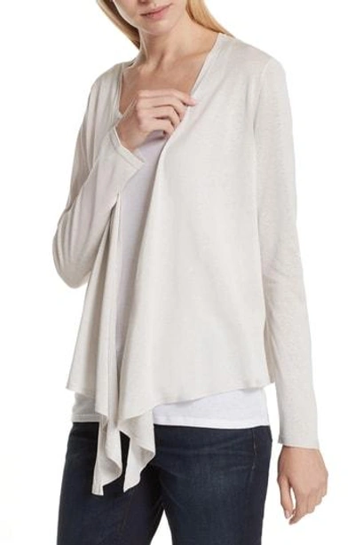 Shop Eileen Fisher Angle Front Silk Blend Cardigan In Bone