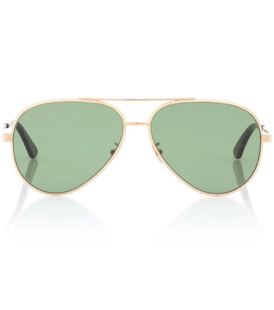 Shop Saint Laurent Classic 11 Zero Aviator Sunglasses In Green