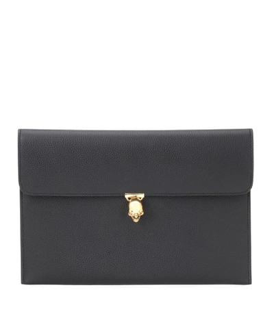 Shop Alexander Mcqueen Skull Leather Clutch In Black