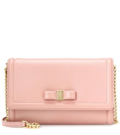 Shop Ferragamo Vara Bow Mini Leather Shoulder Bag In Pink