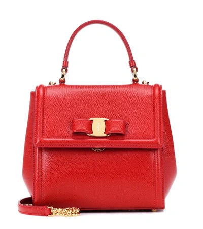 Shop Ferragamo Carrie Mini Leather Shoulder Bag In Red