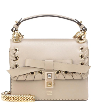 Shop Fendi Kan I Small Leather Shoulder Bag In Beige