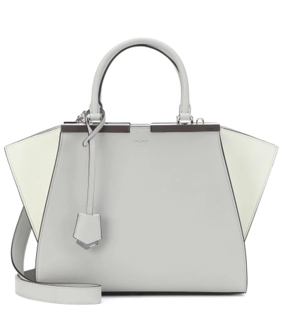 Shop Fendi 3jours Leather Tote In Grey
