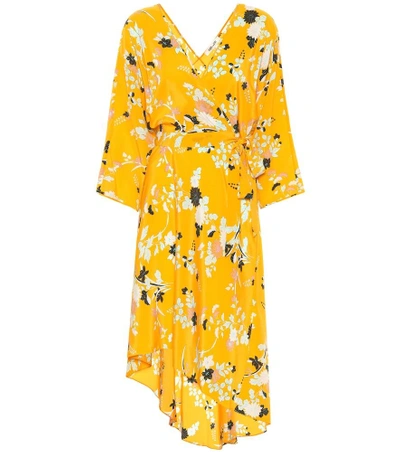 Shop Diane Von Furstenberg Floral Print Silk Dress In Yellow