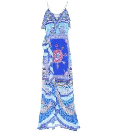 Shop Camilla Printed Silk Dress In Blue