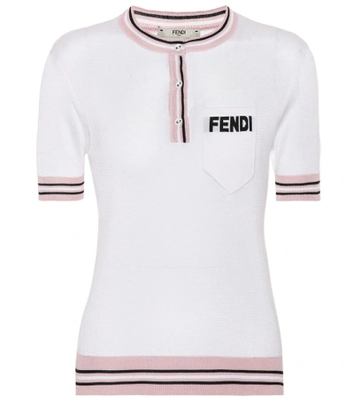 Shop Fendi Silk Top In White