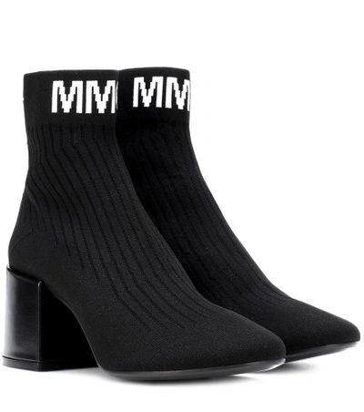 Shop Mm6 Maison Margiela Knitted Ankle Boots In Black