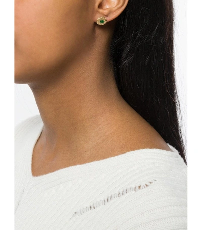 Shop Aurelie Bidermann Unit Rose Earrings In Gold/green