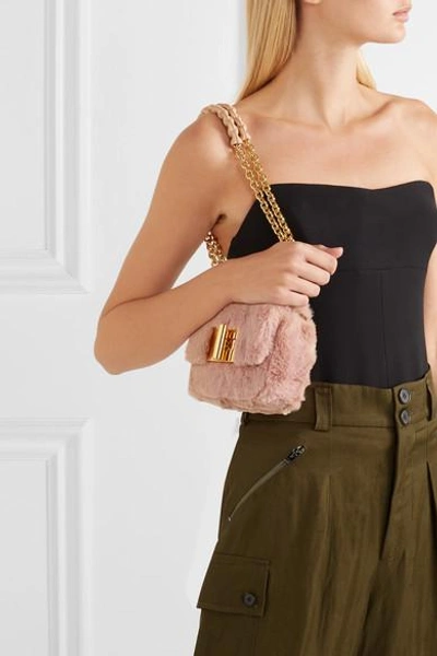 Shop Tom Ford Natalia Mini Faux Fur Shoulder Bag In Pink
