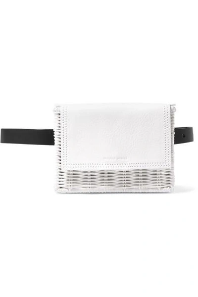 Shop Wicker Wings Tao Rattan And Leather Belt Bag In White