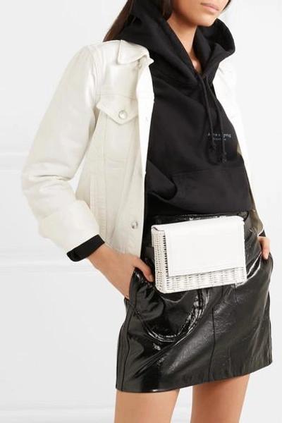 Shop Wicker Wings Tao Rattan And Leather Belt Bag In White