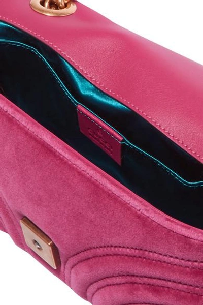 Shop Gucci Gg Marmont Mini Quilted Velvet Shoulder Bag