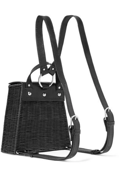 Shop Wicker Wings Tixing Tall Rattan And Leather Backpack In Black