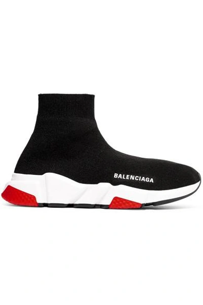 Shop Balenciaga Speed Logo-print Stretch-knit High-top Sneakers