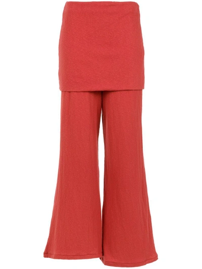 Shop Osklen Layered Wide Leg Trousers In Red