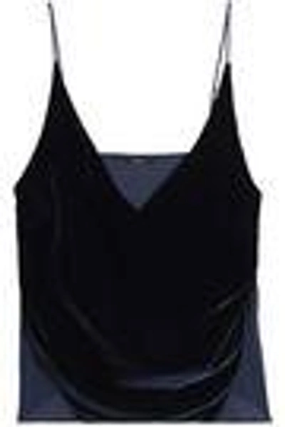 Shop J Brand Woman Lucy Velvet And Crepe De Chine Camisole Indigo