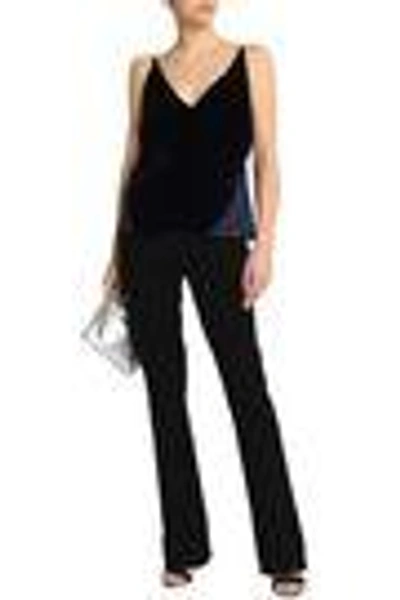 Shop J Brand Woman Lucy Velvet And Crepe De Chine Camisole Indigo