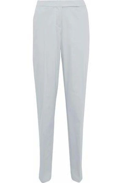 Shop Giorgio Armani Woman Wool-blend Voile Tapered Pants Light Gray