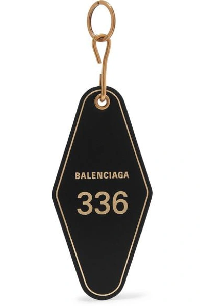 Shop Balenciaga Hotel Printed Leather Keychain