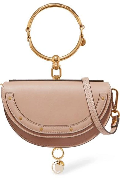Shop Chloé Nile Bracelet Mini Textured-leather Shoulder Bag In Beige