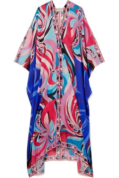 Shop Emilio Pucci Parrots Printed Cotton And Silk-blend Voile Kaftan