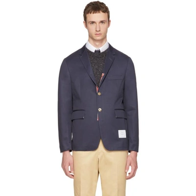 Shop Thom Browne Navy Classic Unconstructed Blazer