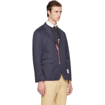 Shop Thom Browne Navy Classic Unconstructed Blazer
