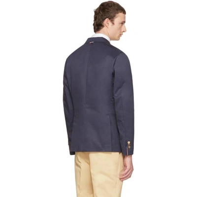 Shop Thom Browne Navy Classic Unconstructed Blazer