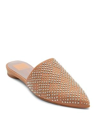 Shop Dolce Vita Women's Elvah Studded Leather Pointed Toe Mules In Mocha
