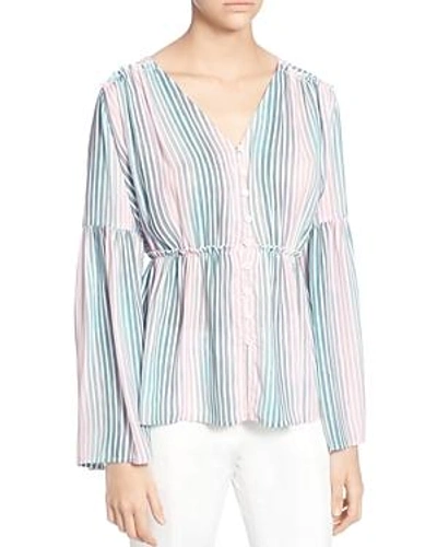 Shop Catherine Catherine Malandrino Florrie Striped Bell-sleeve Blouse In Faded Stripe