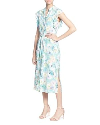 Shop Catherine Catherine Malandrino Fredda Watercolor Floral Midi Dress In Neon Floral