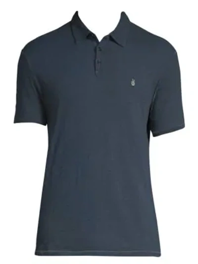 Shop John Varvatos Peace Logo Polo In Oiled Blue