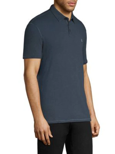 Shop John Varvatos Peace Logo Polo In Oiled Blue