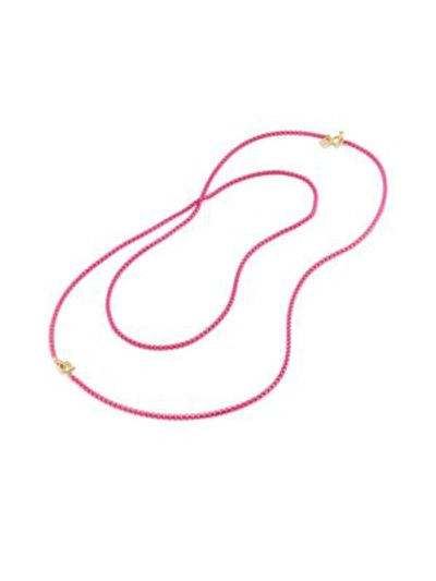 Shop David Yurman Bonaire 14k Gold & Coral Enamel Chain Necklace In Pink