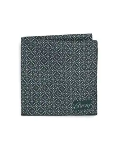 Shop Brioni Men's Pinwheel Silk Pocket Square In Dark Green