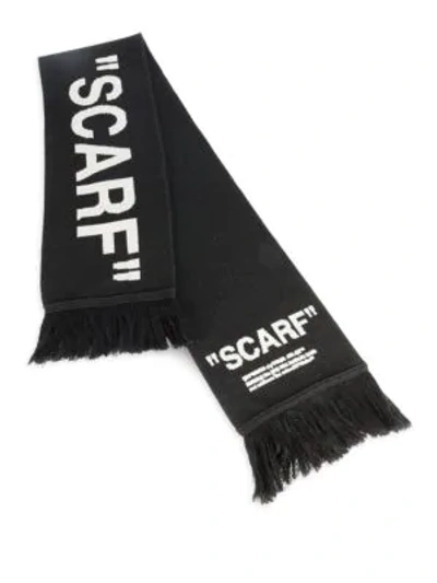 Shop Off-white Quote Scarf In Black White