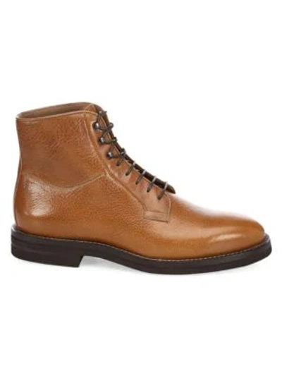 Shop Brunello Cucinelli Lace-up Leather Boot In Rum