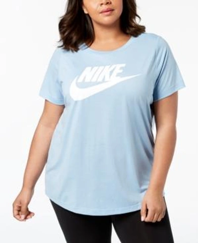 Nike Plus Size Futura Logo T-shirt In Light Blue/white | ModeSens