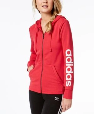 Shop Adidas Originals Adidas Essentials Linear Hoodie In Real Coral