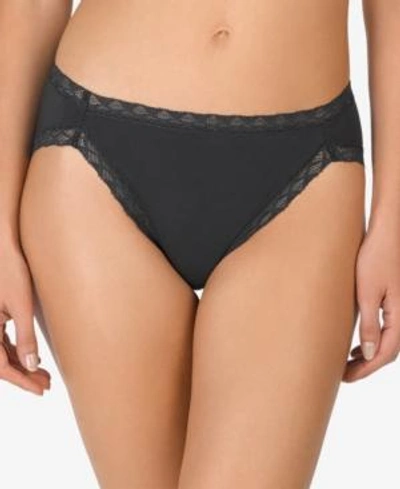 Shop Natori Bliss French-cut Lace-trim Cotton Brief 152058 In India Ink