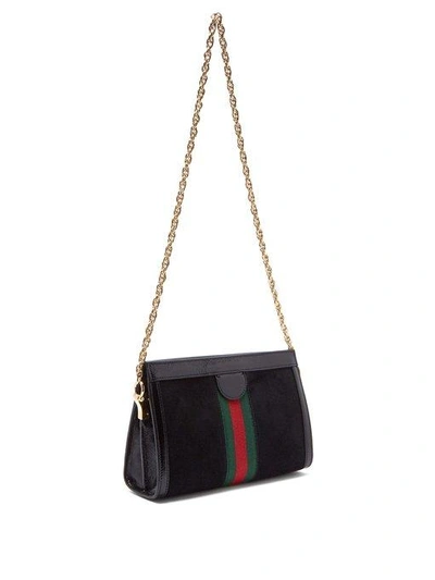 Shop Gucci Ophidia Small Suede Shoulder Bag In Black