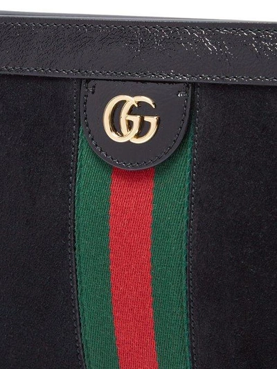Shop Gucci Ophidia Small Suede Shoulder Bag In Black