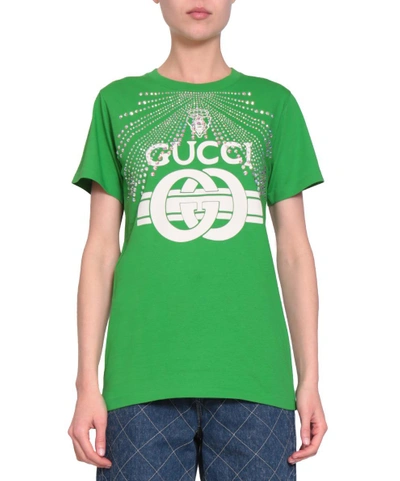 Shop Gucci Cotton T-shirt In Verde
