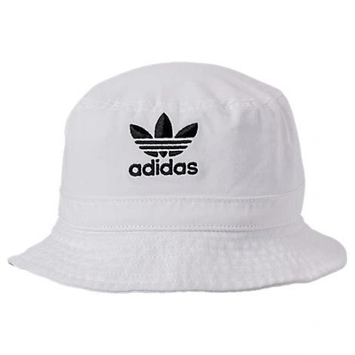 Shop Adidas Originals Denim Bucket Hat In White