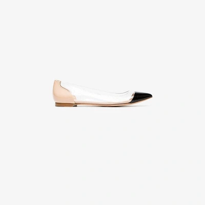 Shop Gianvito Rossi Black And Beige Plexi Pvc And Leather Flats